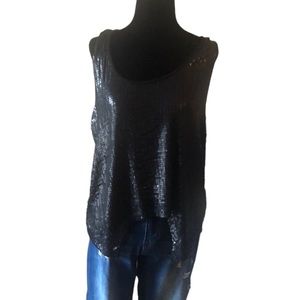 BUFFALO black sequin asymmetrical top size medium